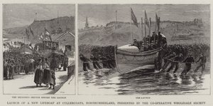 Varo di una nuova scialuppa di salvataggio a Cullercoats, Northumberland, presentata dalla Co-Operative Wholesale Society da Robert Jobling